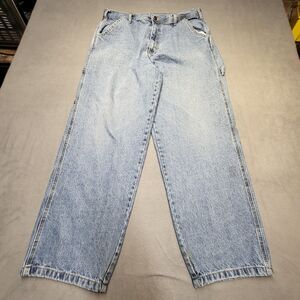 Real Ranch Jeans mens 36x29 Blue Carpenter Straight Leg Distressed Denim